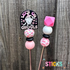 16 Let’s Go Ghouls Halloween | Pair of Sassy Sticks | Amigurumi Sewing Sticks | Silicone Beaded Sew Stix | Crochet Sewing | Amisticks | Gift