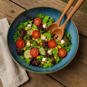 Glazed Ceramic Salad Bowl – Ocean Blue – Chic & Boho Artisan Style – Designer Tableware for Summer Table