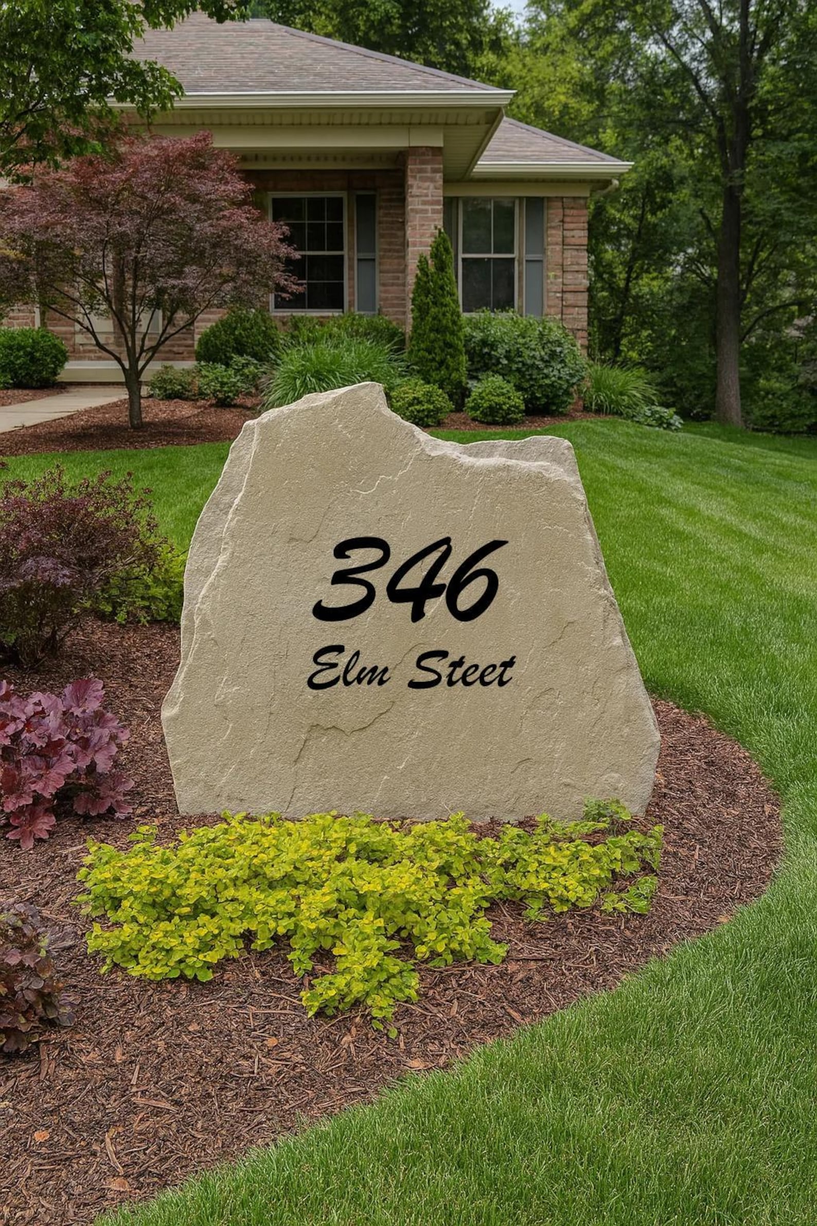 Elegant Address Stone – Personalized House Number and Street Name ...