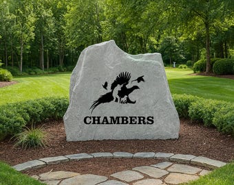 Custom Engraved Pheasant Stone – Outdoor Hunting and Nature Yard Décor, Personalized Engraved Yard Stone Sign for Garden, Porch, Home Decor