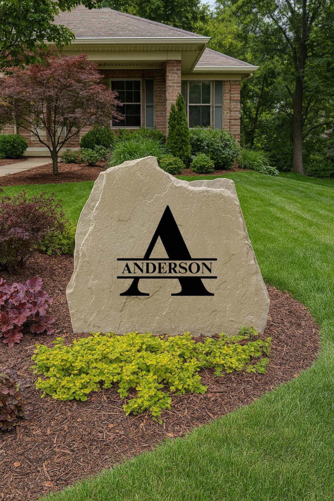 Custom Monogram Stone – Original Style Personalized Engraving for Home ...