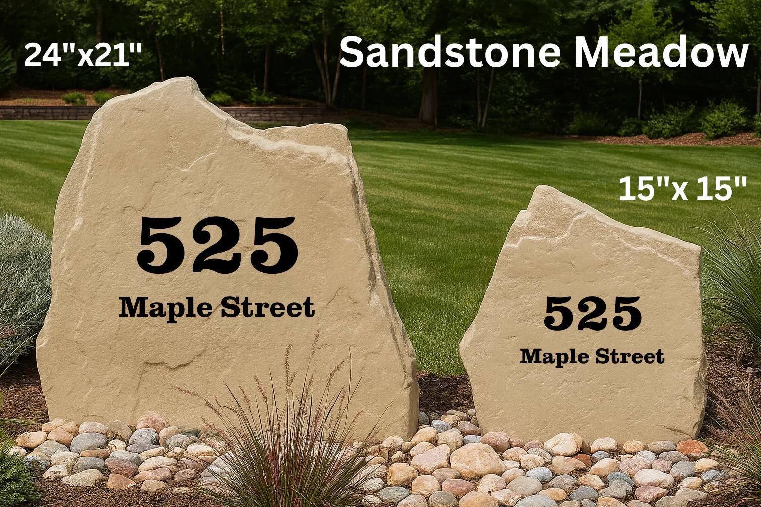 Outdoor Number Rocks Classic Engraved Address Stone – Durable Outdoor House Number Sign ...