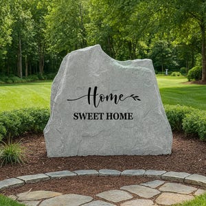 Home Sweet Home Outdoor Welcome Stone, Personalized Engraved Yard Stone Sign for Garden, Porch, Home Decor & Outdoor Gift