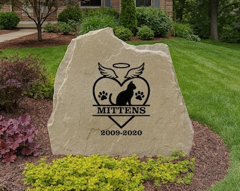 Cat Memorial Stone – Personalized Pet Tribute Yard Stone, Personalized Engraved Yard Stone Sign for Garden, Porch, Home Decor & Outdoor Gift