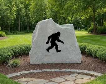 Bigfoot Yard Stone – Outdoor Decor with Engraved Sasquatch Design, Personalized Engraved Yard Stone Sign for Garden, Porch, Home Decor &