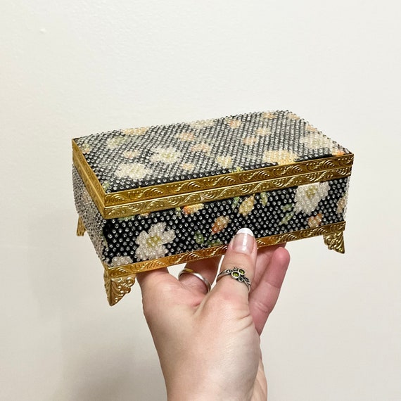 Vintage Jewelry Box Small Compact Case With Music… - image 1