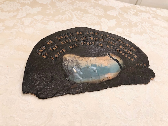 Psalms 1:3 Verse Wall Plaque Vintage Hand Crafted He Shall Be Like A Tree Planted By The River Of Water That Bringeth Forth Fruit In His Sea