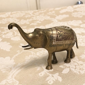 Vintage Solid Brass Elephant Office Or Den Decor Elegant Brass Art In A Figurine Paper Weight Brass Elephant Home Decor