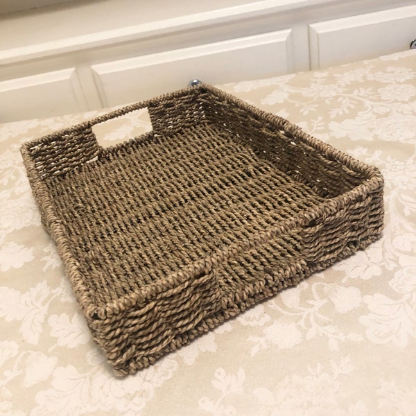 Large Flat Basket With Handle Etsy