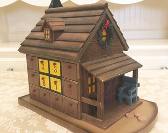Vintage Old Wooden Cabin Advent Calendar Kids Christmas Count Down Advent Christmas Calendar With Opening Drawers And Cabin Decor Old Cabin