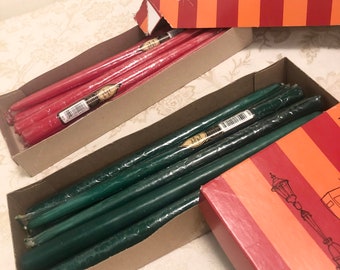 Park Lane Red And Green 11 1/2 Inch Candle Sticks Single Wrap Dipped Tapered Candles Made In USA Park Lane Candles NO.5412