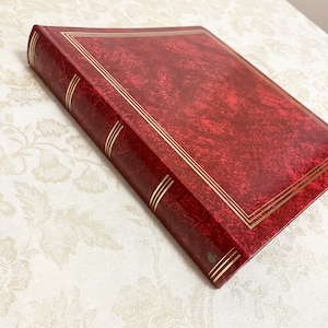 Marbled Red And Gold Large Photo Albums 70s 80s World Travelers Albums Instant Photo Album Page sheet Holds 3.5x3 inch photos