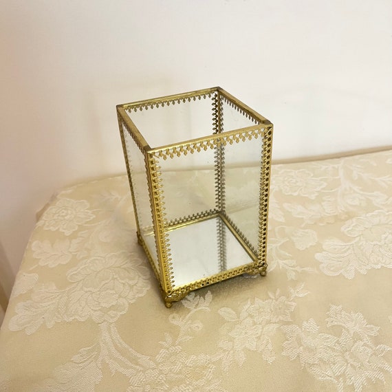 Vintage Glass Box Hallow Glass Jewelry Box Jewelry Storage Box Glass Walls Viva Handcrafted In Mexico Jewelry Box See Through Box View 4