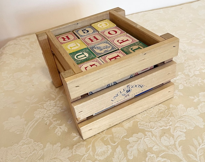 Large Wooden Block Set Vintage Blocks Set of 24 in Crate Wooden Baby
