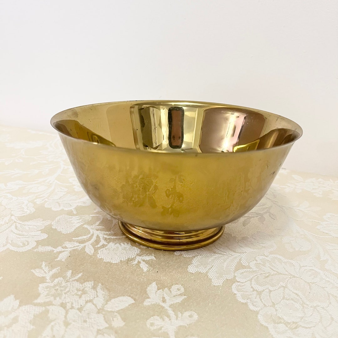 Vintage Solid Brass Bright Golden Bowl Fruit Bowl Brass Open Bowl