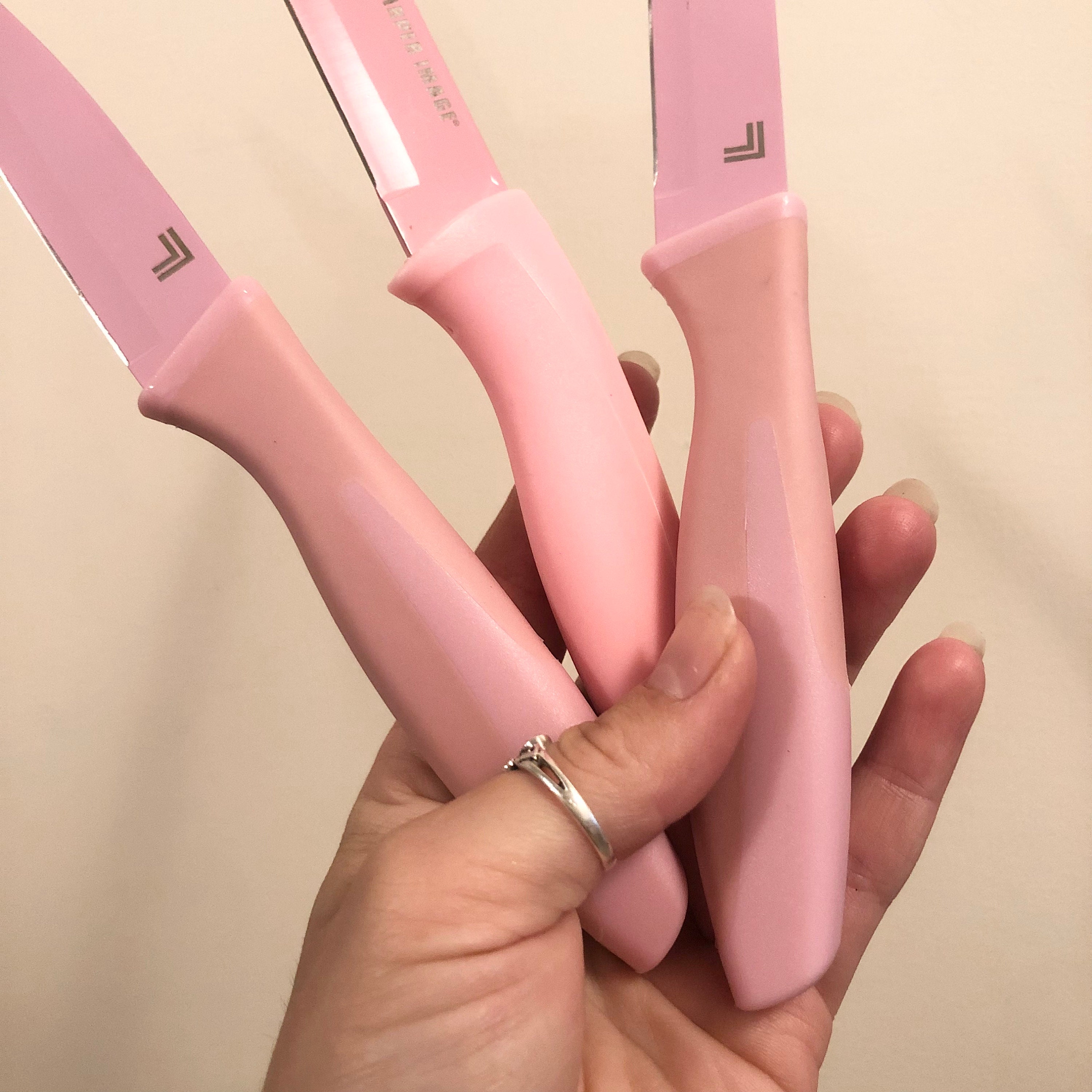 3 Pink Sharper Image Knife Set 3 Knives Included by Sharper Image