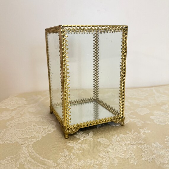 Vintage Glass Box Hallow Glass Jewelry Box Jewelry Storage Box Glass Walls Viva Handcrafted In Mexico Jewelry Box See Through Box View 2