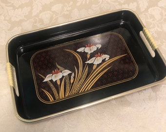 Small Vintage Japanese Cherry Wooden Traditional Tea Table Tea Tray Traditional Serving Table. Elegant Flower Center With Handles
