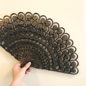 1980s Bradford Molded Wall Fan Japanese Gold Brushed Wall Decor Victorian Wall Designs Art Figures Set Vintage Decor Elegant Wall