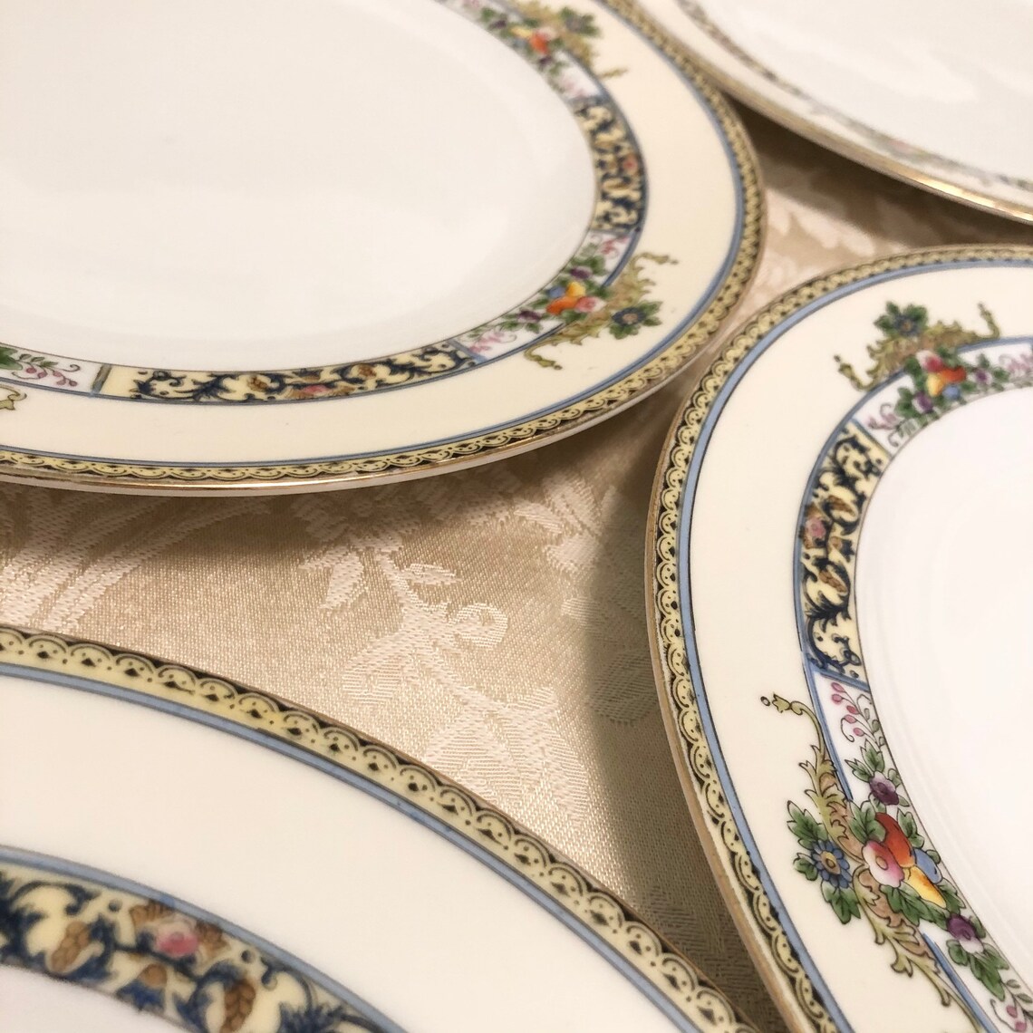 Rare 30s 40s Japan Dinner Plates With Gold Edges Green And Etsy