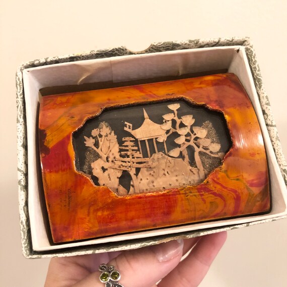 Chinese Village Jewelry Box With Cork Art Asian L… - image 9