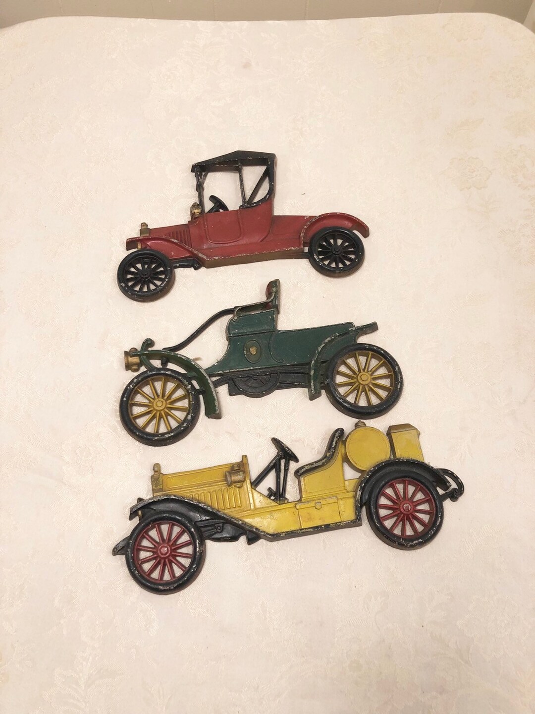 Vintage Sexton Cast Iron Trucks and Card Retro 50s 60s Cars. in Red