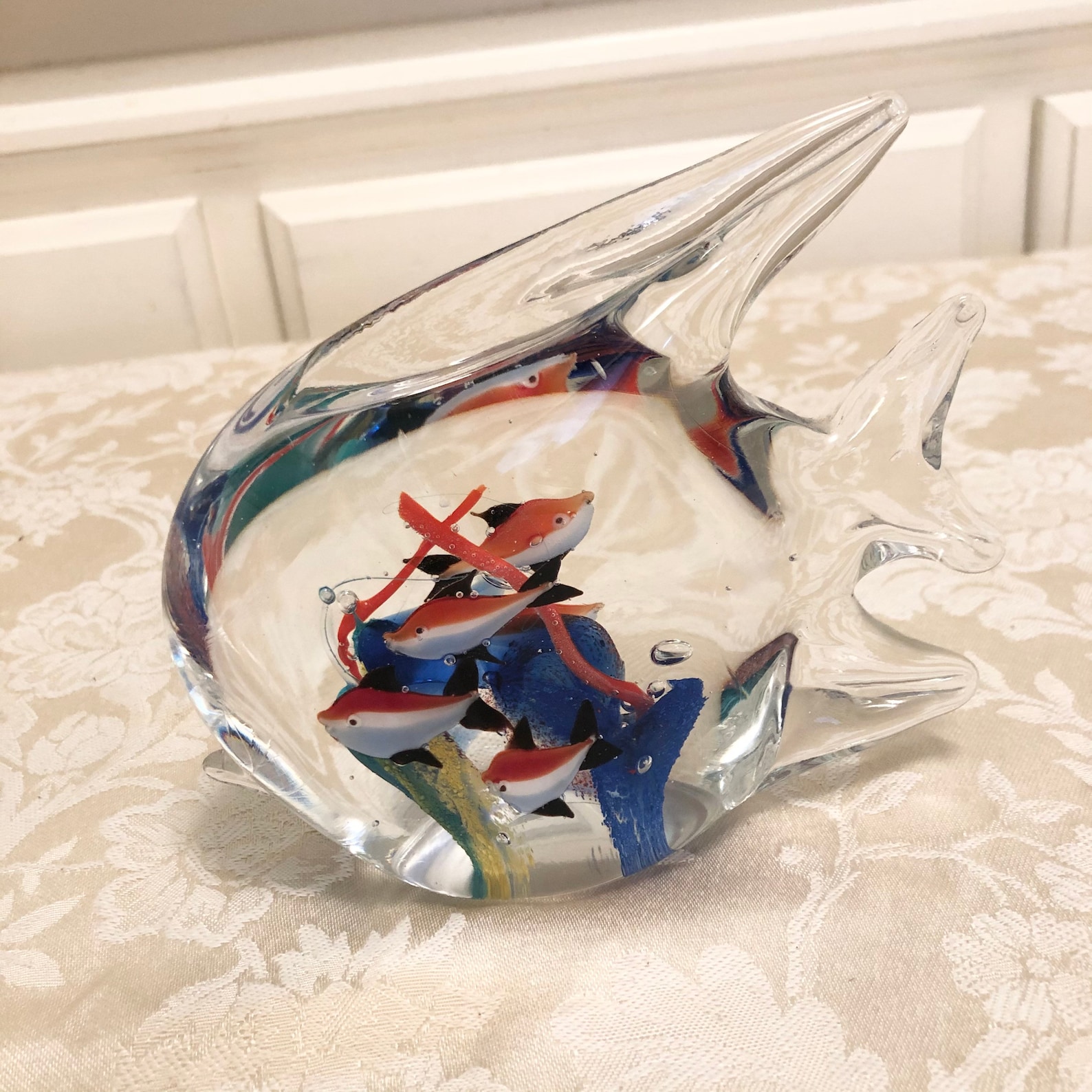 Glass Dynasty Gallery Fish Paper Weight Cobalt Center Heirloom Etsy