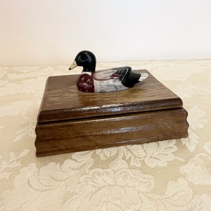 Wooden Bird Box With Two Bird Card Decks Wood Card Box Organizer Solid Wood Box With Duck On Top