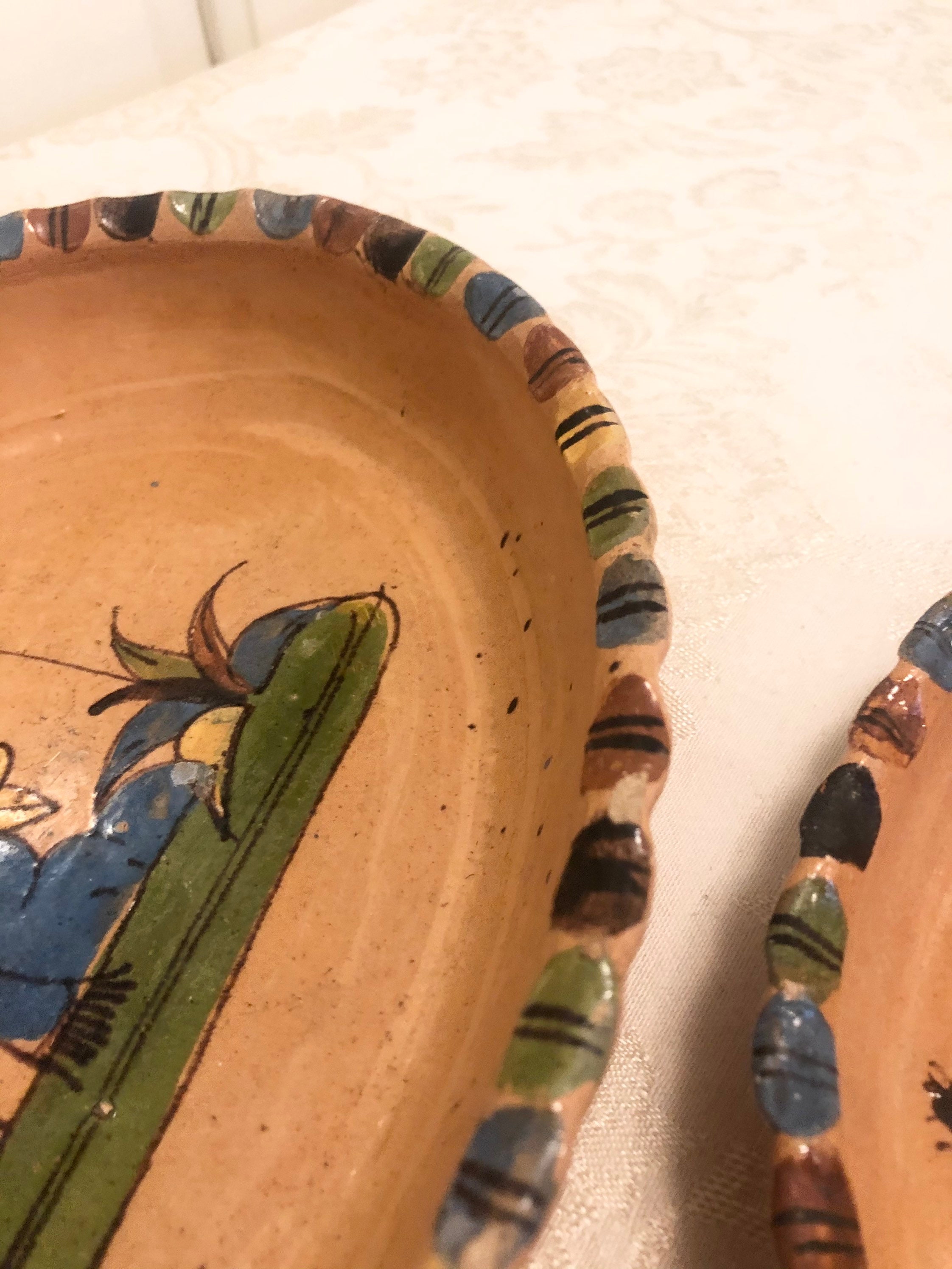 Mexico Chip And Dip Glazed Terra Cotta Serving Pieces Rustic Etsy