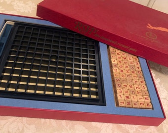 70s Scrabble Crossword Cubes Game Set Complete Vintage Cube Set RSVP Edition Red Vinyl Board Game Vintage Scrabble Cube Set