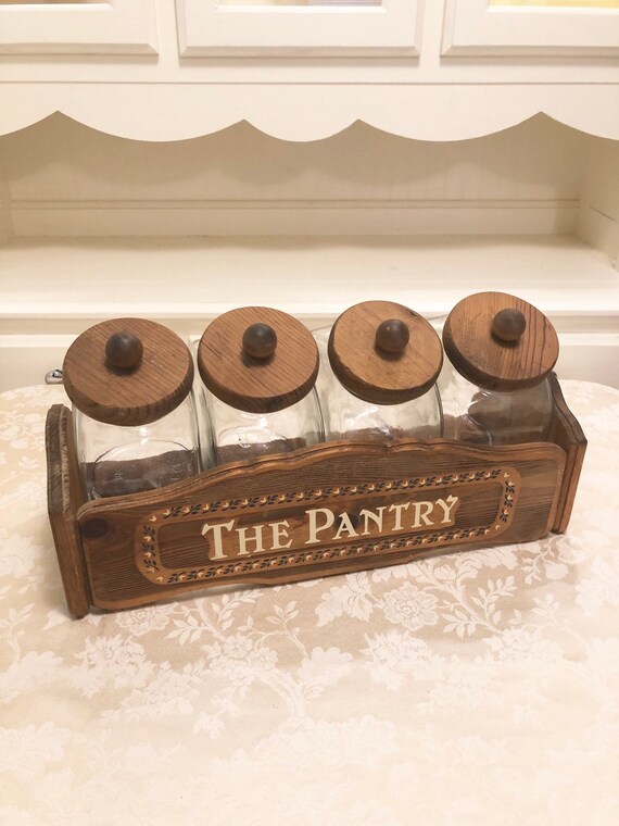 Primitive Wood Holder Canisters Primitive Letters Flour Sugar Etsy