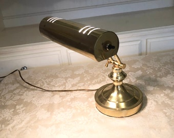 Mid Century Brass Office Desk Reading Lamp Bright Table Top Lamp With Matching Brass Shade Adjustable Height And Angle Of Light