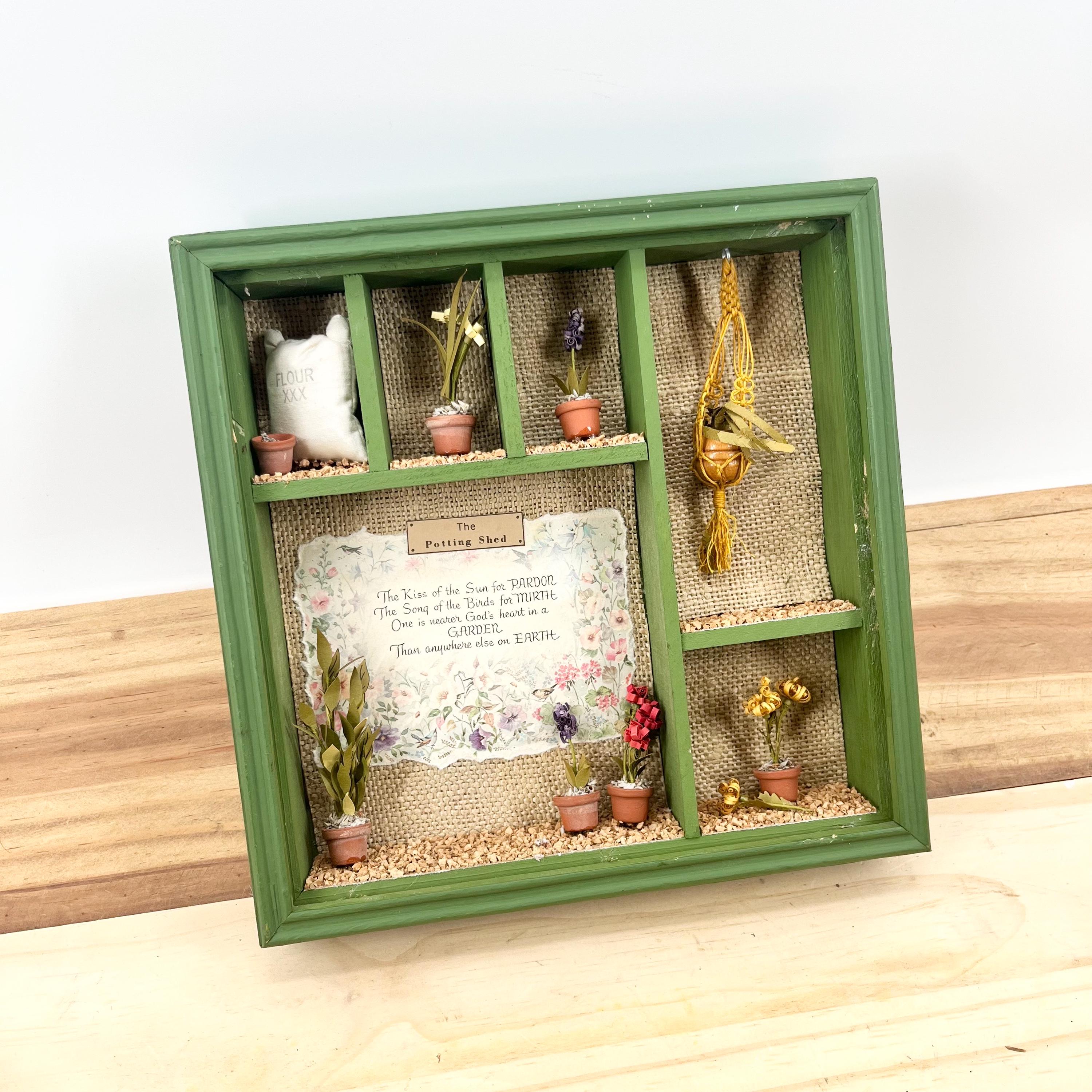 Mini Shadowboxes Miniature Garden Theme Shadow Box Storage Organization Space 6 Spaces ...
