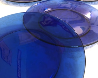 Single Cobalt Tray 13 Inch Blue Glass Serving Plates Vintage Glass Dessert Plate Cobalt Cake Cobalt Stand Cobalt Plate Desert Platter Trays