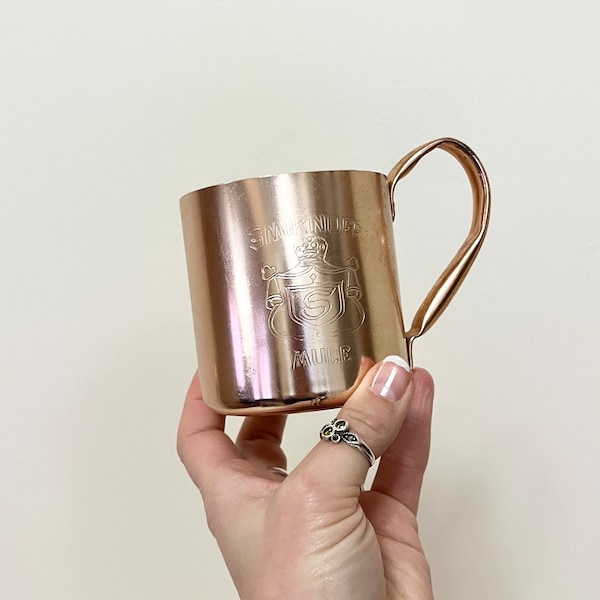 Replacement Vintage Smirnoff Vodka Mule 80-100 Proof Distilled From Grain 1982 Retro Copper Smirnoff Mug.