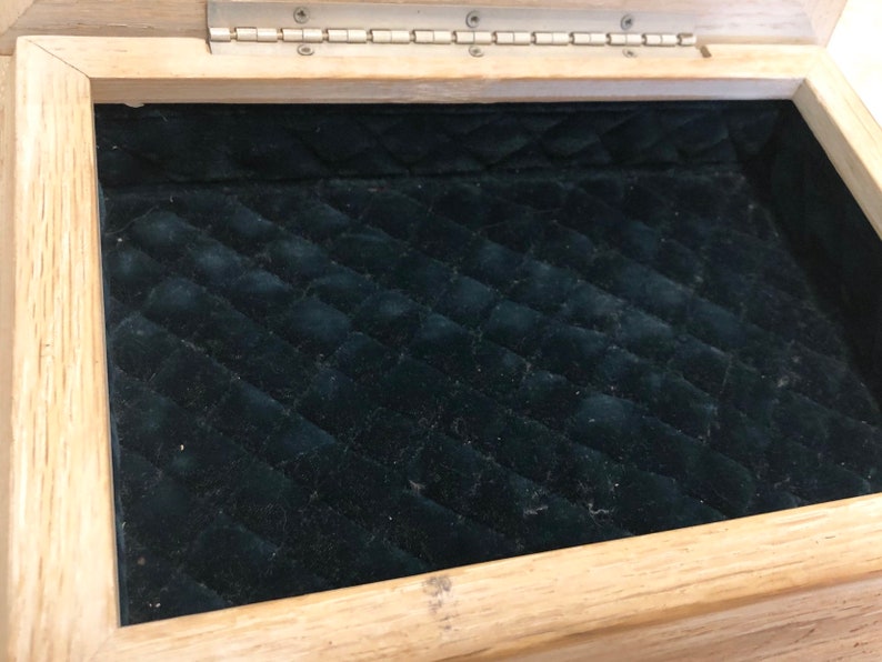 Vintage Quilted Box With Bold Blue Enamel Slab White Carved Over Blue Ocean Enamel Couples Sitting Together Decorated Lid With Natural Wood