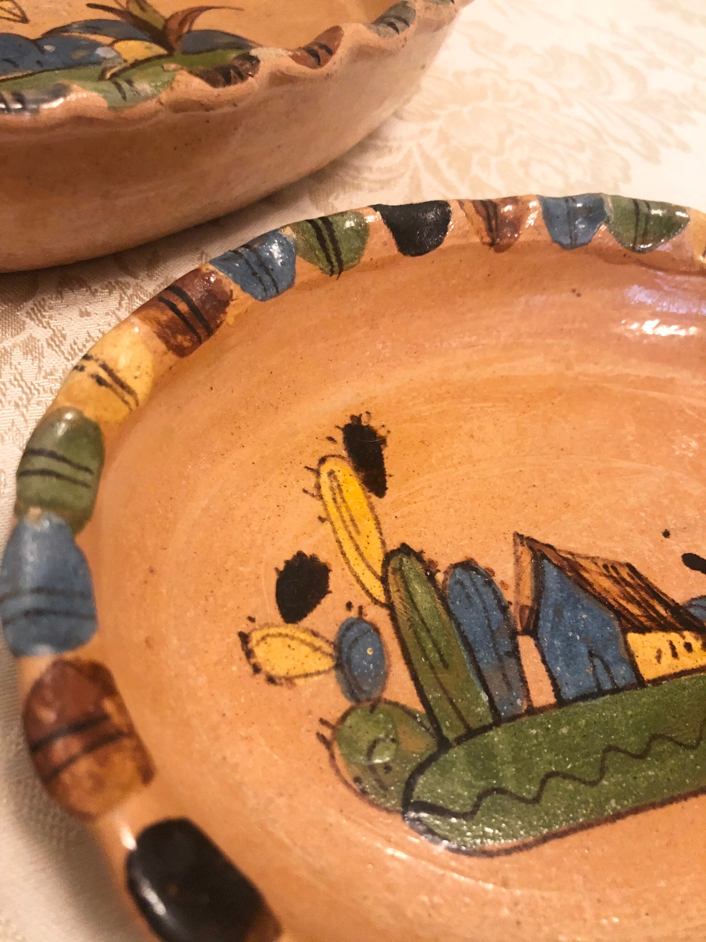 Mexico Chip and Dip Glazed Terra Cotta Serving Pieces Rustic Etsy UK