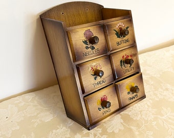 Antique Sewing Box With Individual Drawers For Organizing Sewing Supplies Needles Buttons Thread Utility Pins Snaps