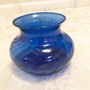 Cobalt Candy Dish Cobalt Swirled Glass Vase Small Jar Small Serving Bowl Swirled Rimmed Cobalt Glass