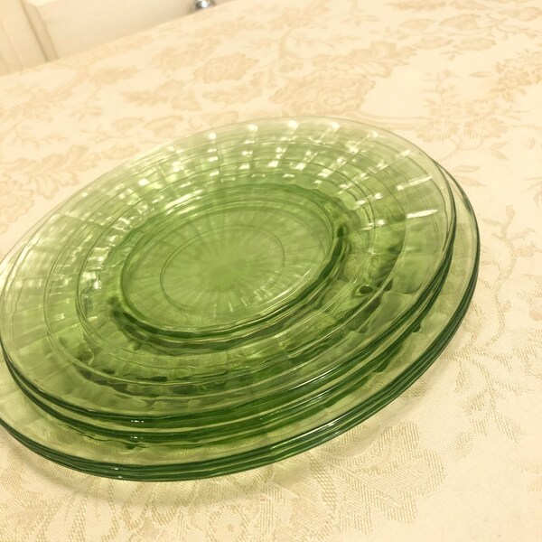Green Glass Dishes Etsy