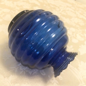 30s 40s Cobalt Ribbed Glass Vase Small Jar Small Serving Bowl Swirled Rimmed Cobalt Glass Beautiful Marked USA Cobalt