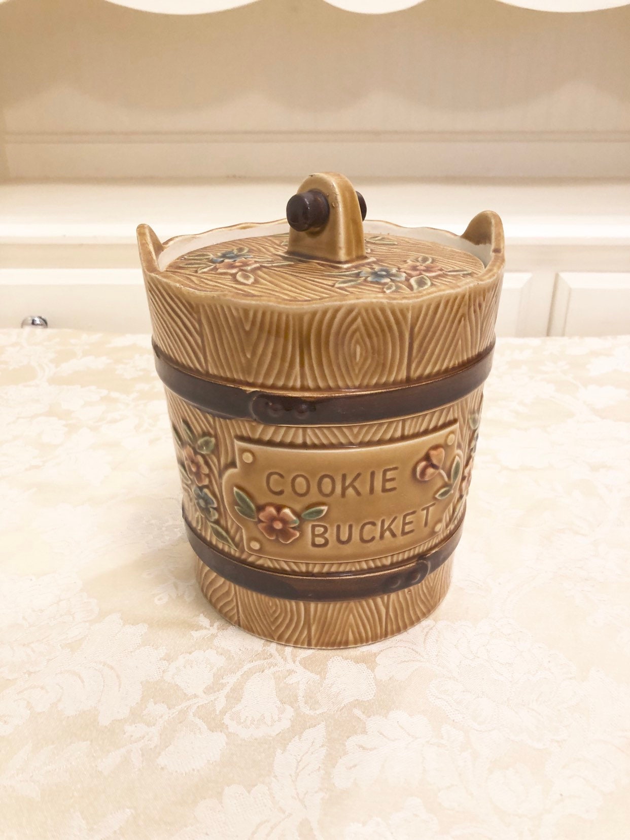 Vintage Japan Marked Cookie Jar Cookie Bucket Cottage Kitchen Etsy