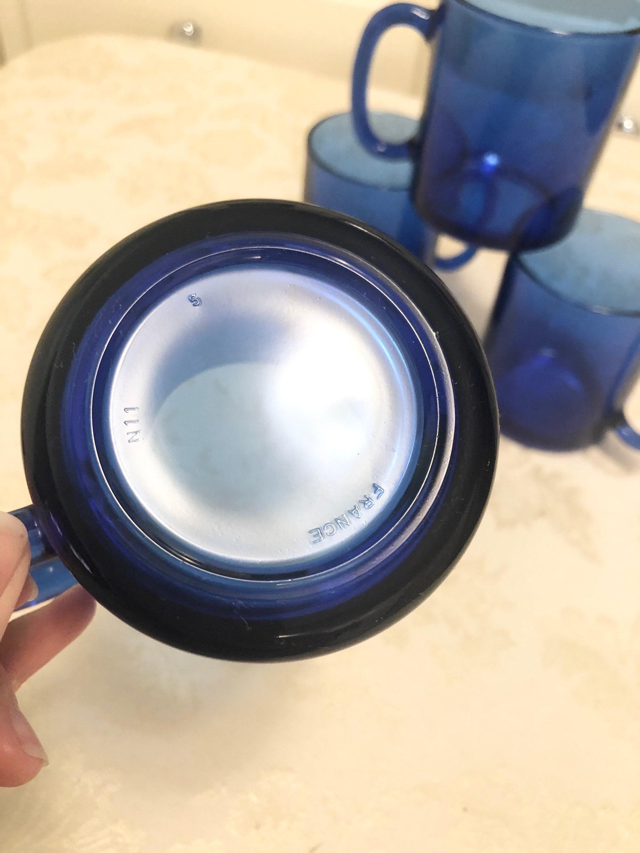 4 France Cobalt Blue Glass Bold Coffee Mugs. Glasses With Smooth Design  Cobalt Drinking Glasses Bright Cobalt Drinking Mugs Blue Glass Cups - Etsy