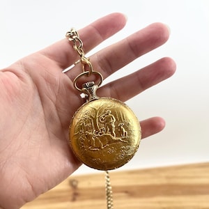 Mid Century Arnex 17 Jewels Hand-Wound Pocket Watch Gold Gilt Vintage Classic Mechanical JP