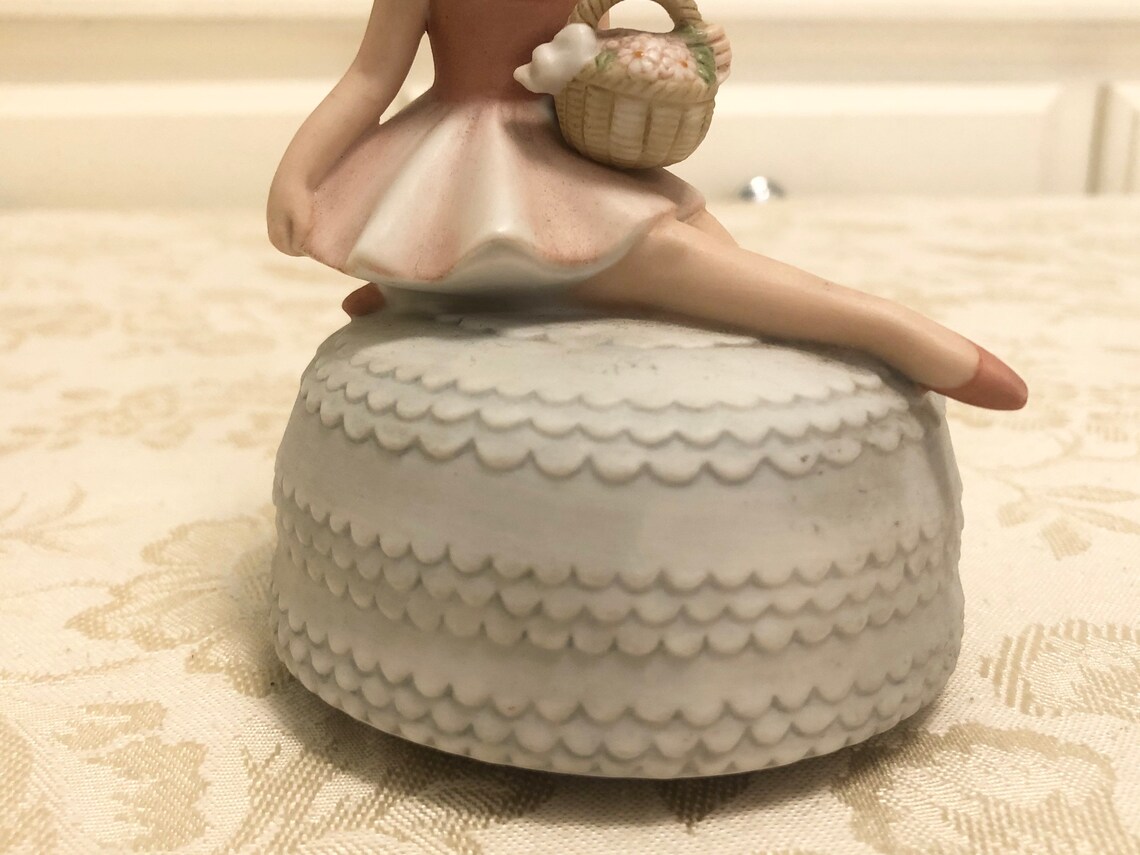 Vintage Music Box Figurine Turning Figure Ballerina Figurine Etsy