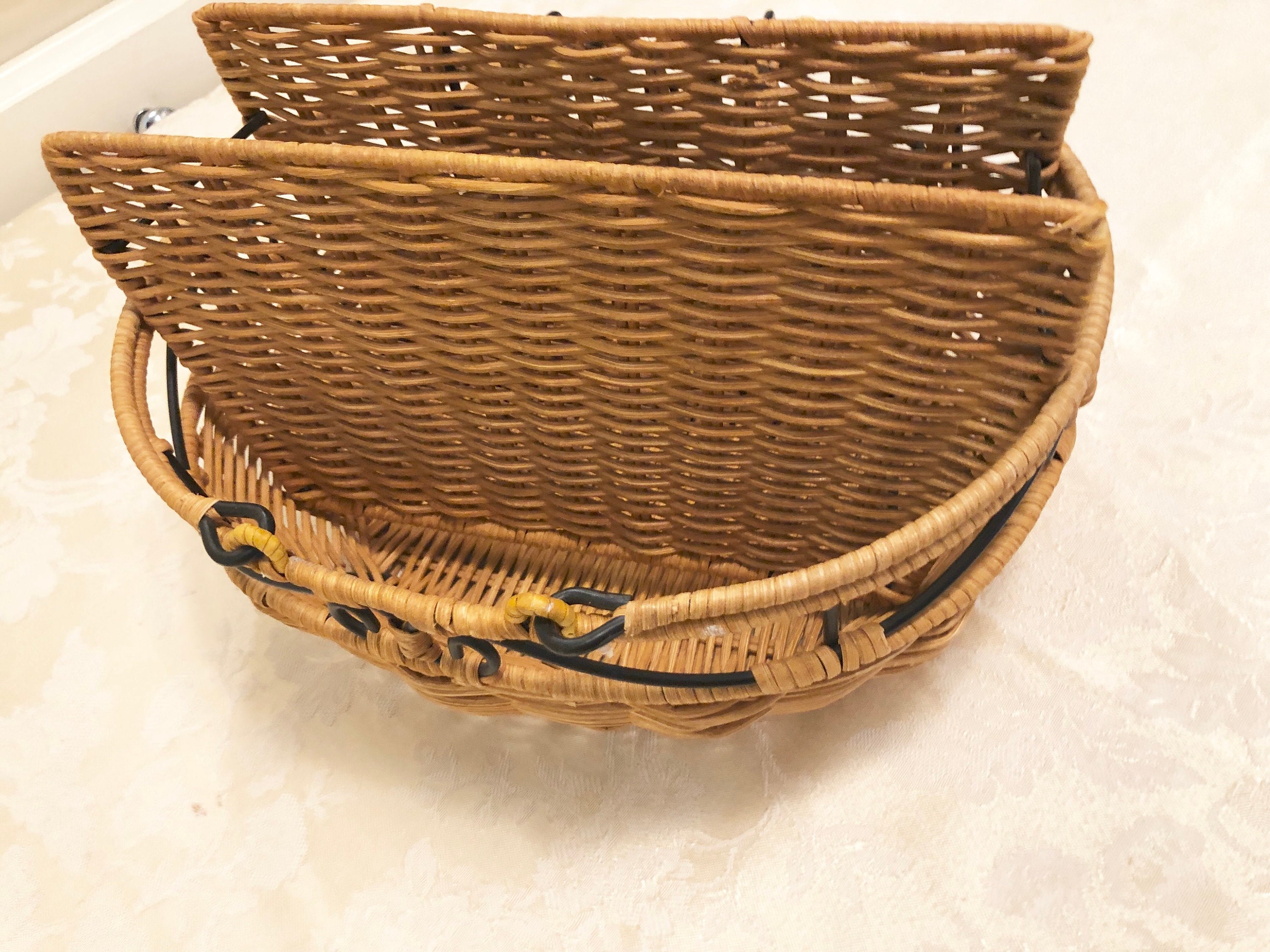 Woven Basket Napkin Holder Wooden Napkin Storage With Solid Etsy