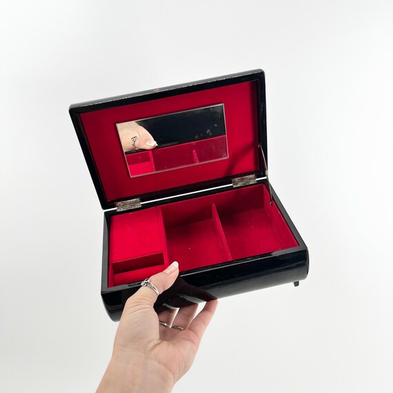 Elegant Black Lacquered Music Box Jewelry Box Pla… - image 3