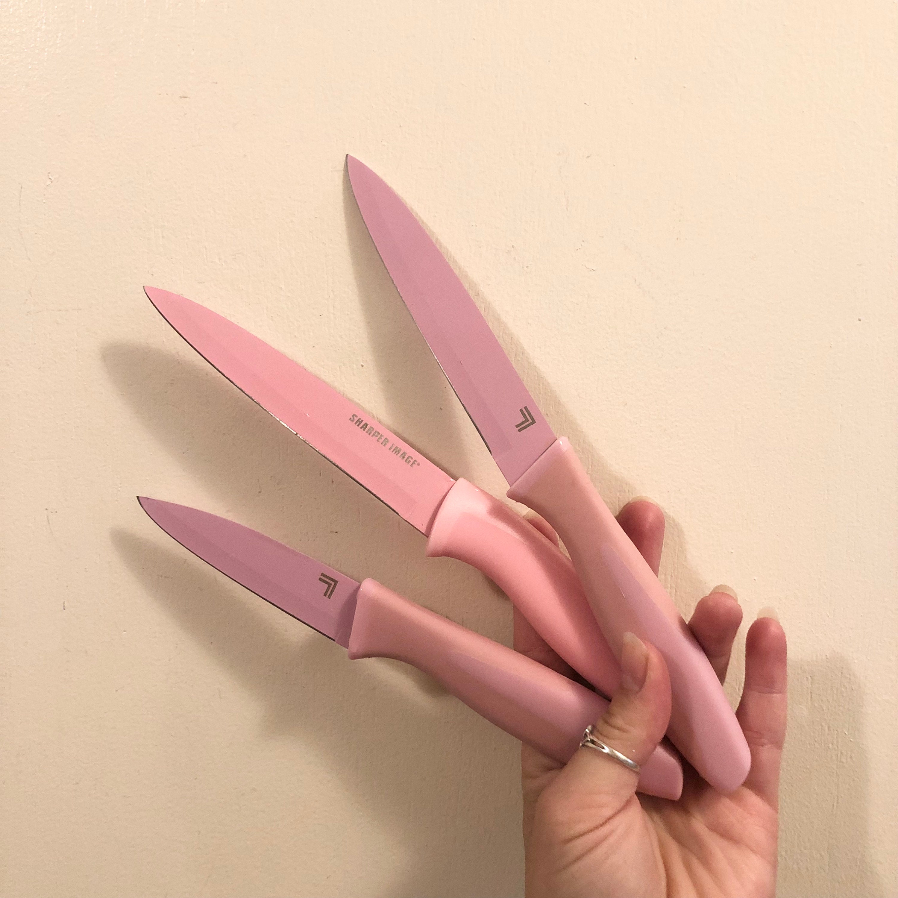 3 Pink Sharper Image Knife Set 3 Knives Included by Sharper Image in A  Flamingo Pink Flamingo Pink Kitchen Decor 