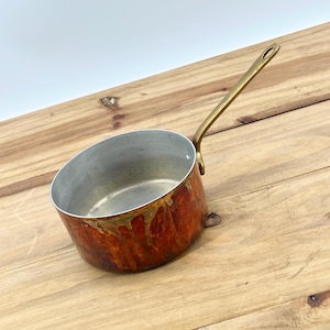 French Copper Pan Copper And Brass Sauce Pan Hangable Copper Kitchen Art Decor Pot With Brass Handle Made In France