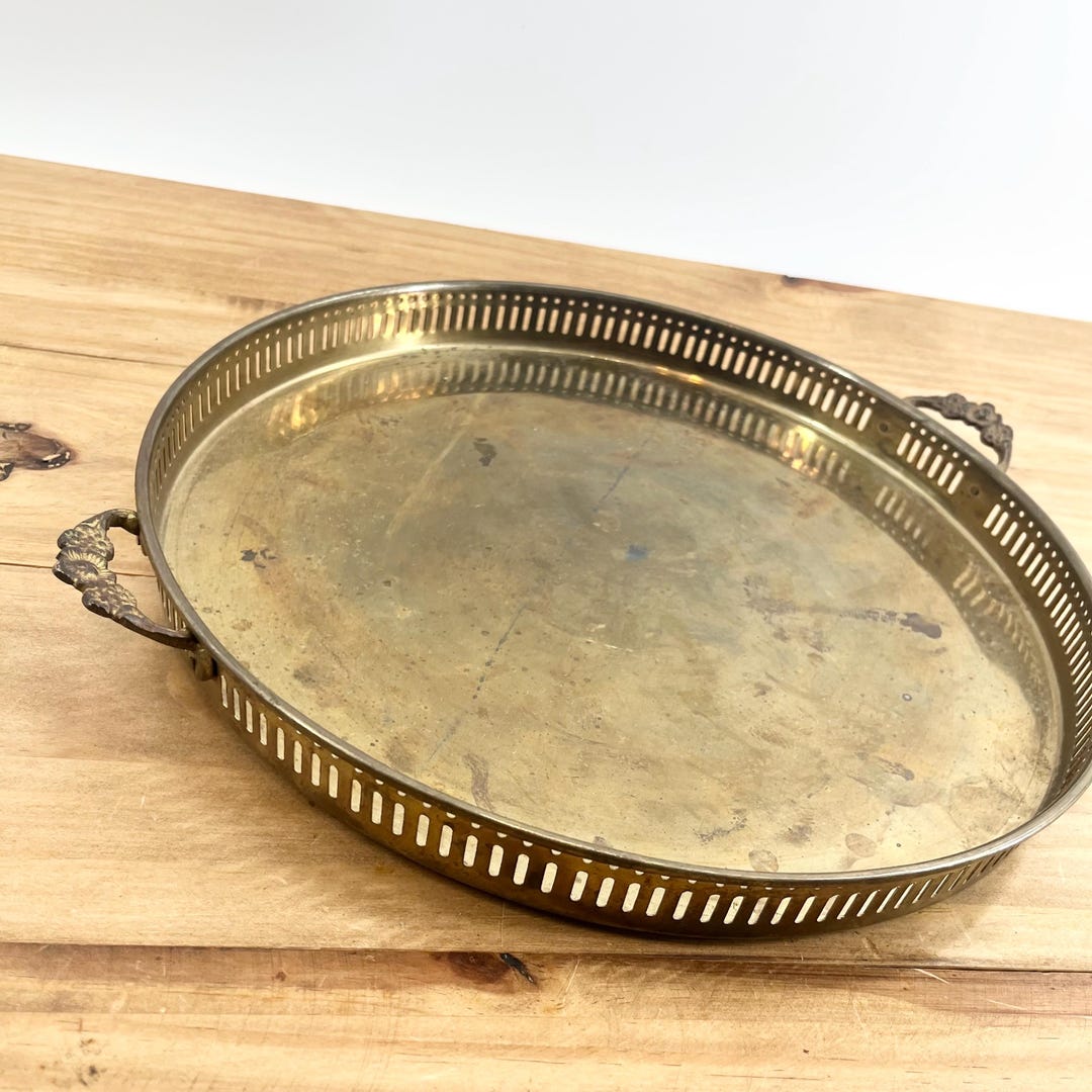 Antique Gold Brass Vanity Tray With Elegant Designs on Tray Center and ...